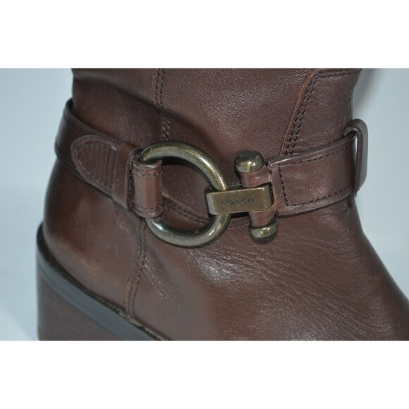 Coach Carolina A00699 Women's Size 8 Shoes Brown Leather Tall Riding Boots - Picture 9 of 16